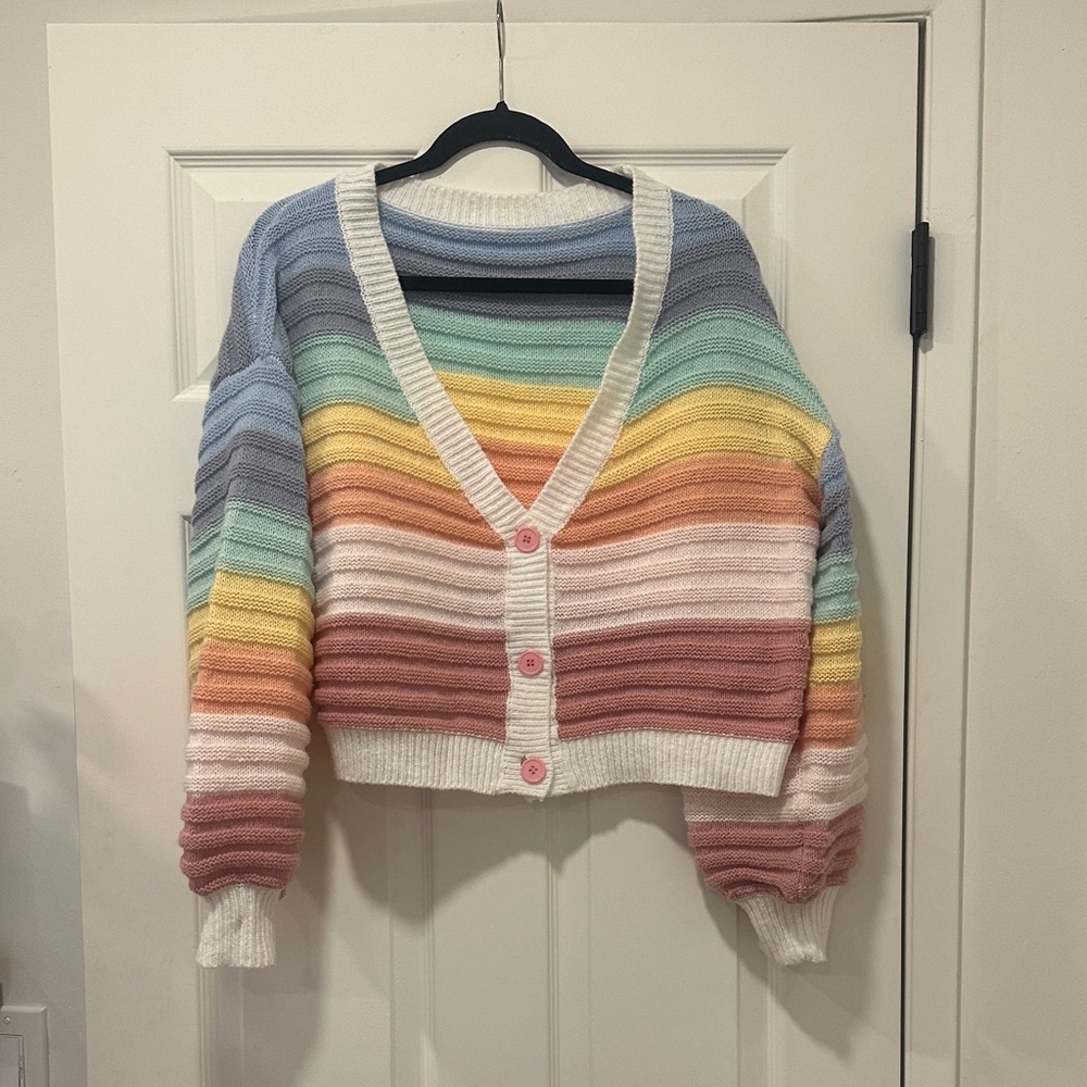Amazon Women's Pastel Striped Cardigan